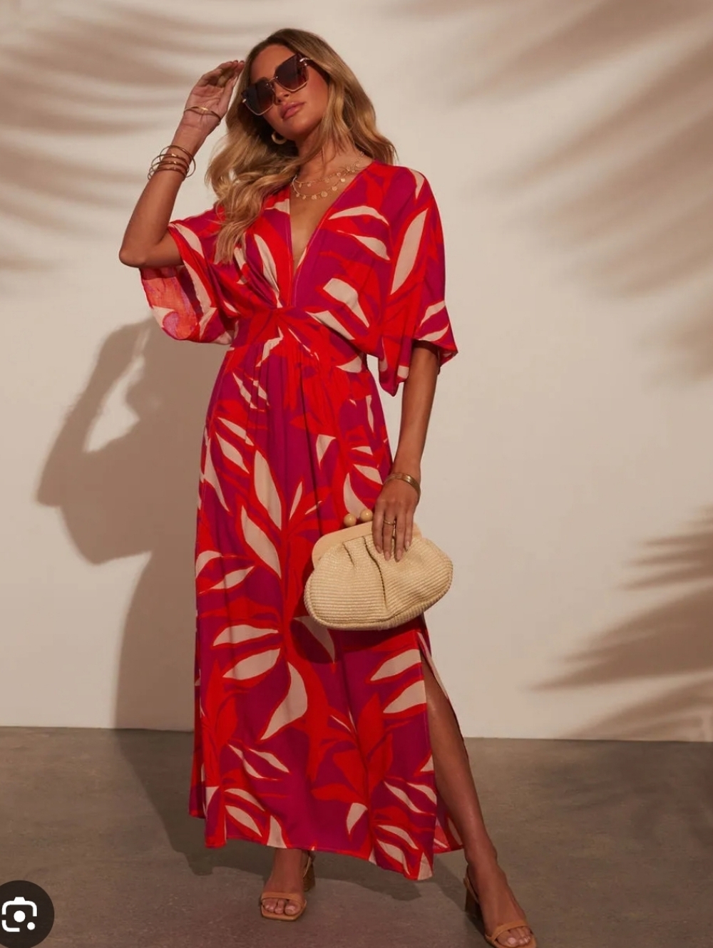 Vici Orange & Pink Floral Print Dress